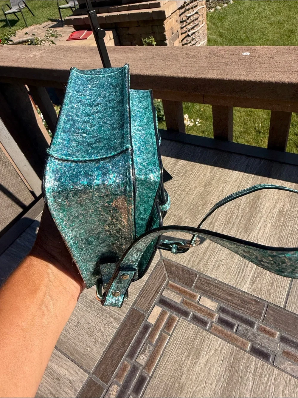 NWOT Kate Spade New York Glitter Turquoise Teal Scout Bag Crossbody